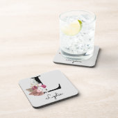 Dessous-de-verre Floral M rose Boho initial monogramme (Côté Droit)