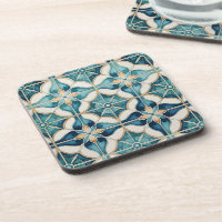 Floral Marocain Carrelage Motif#1 Turquoise Blanc 