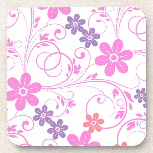 Dessous-de-verre Floral moderne violet rose (Devant)