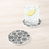 Dessous de verre floral noir et blanc (Côté)