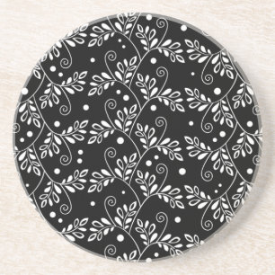 Dessous de verre floral noir rétro