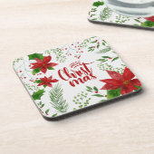 Dessous de verre floraux élégants du Joyeux Noël | (Côté gauche)