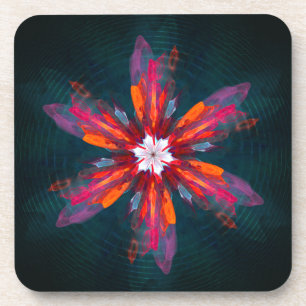 Dessous-de-verre Flore Mandala Flowers Orange Red Blue Abstract