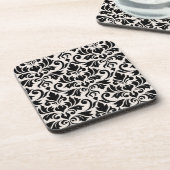 Dessous-de-verre Flourish Damask Lg Pattern Black on Cream (Côté gauche)