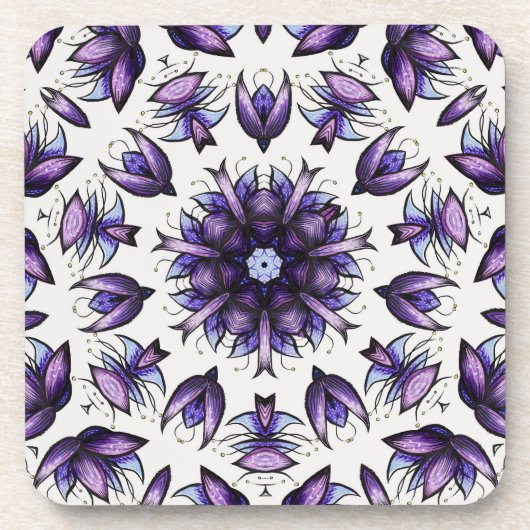 Dessous-de-verre Flower Mandala Abstract Kaleidoscopic Pattern (Devant)