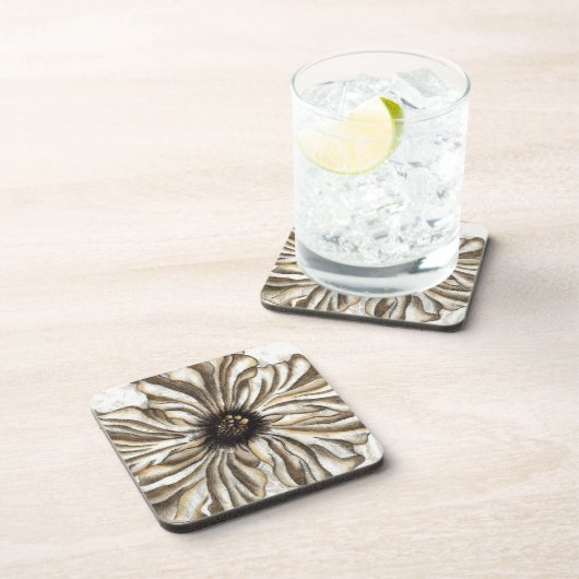 Dessous-de-verre Flowerhead Fresco sur Tan Arrière - plan (Côté Droit)