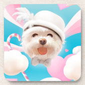 Dessous-de-verre Fluffy Dog avec Casquette blanc (Devant)