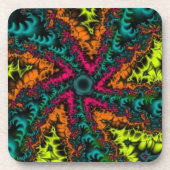 Dessous-de-verre Fluorescent, fluo, fluos | Art fractal bleu et ora (Devant)