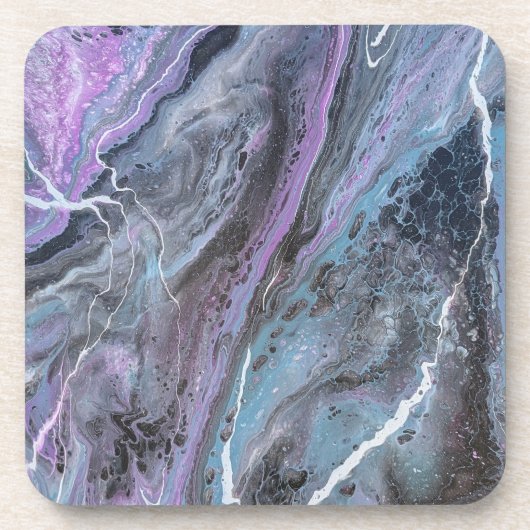 Dessous-de-verre Flux Abstrait Violet & Sarcelle (Devant)