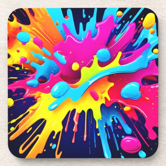 Dessous-de-verre Flux de peinture fluorescents dynamiques (Devant)