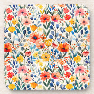 Dessous-de-verre Fond de fleurs sauvages de printemps à l'aquarelle
