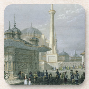 Dessous-de-verre Fontaine et carré de St Sophia, Istanbul, engra