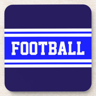 Dessous-de-verre FOOTBALL Bleu brillant Marine White Racing Stripes