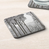 Dessous-de-verre Forêt à feuillage persistant en hiver (Côté gauche)