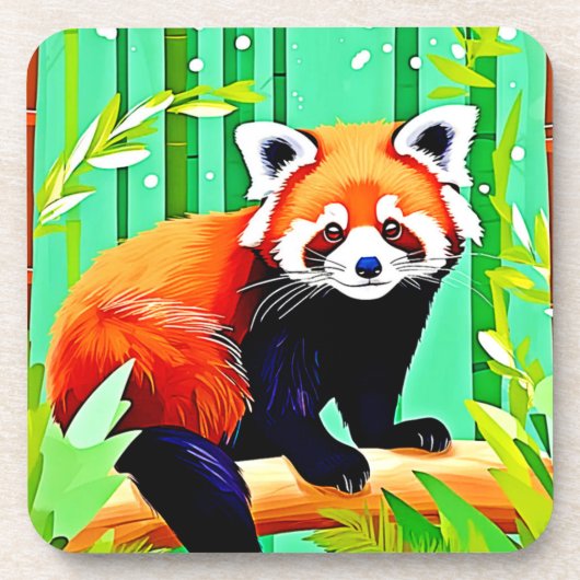 Dessous-de-verre Forêt de Panda Bamboo Rouge (Devant)