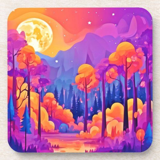 Dessous-de-verre Forêt Lune Vibrante (Devant)