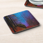 Dessous-de-verre Forêt peinte d'automne brume violette (Côté gauche)
