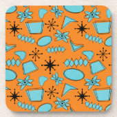 Dessous-de-verre Formes atomiques MCM Turquoise sur orange (Devant)