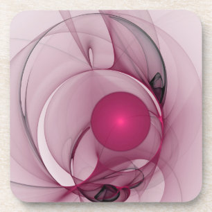 Dessous-de-verre Fractal Balançant, Art Abstrait Moderne Rose de Ba