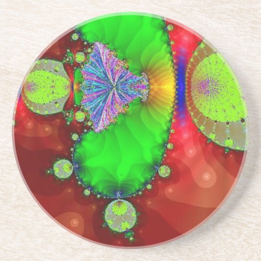 Dessous de verre fractal rouge et vert (Devant)