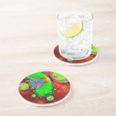 Dessous de verre fractal rouge et vert (Côté)