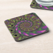 Dessous-de-verre Fractée avec des formes violet vert et rose pétale (Côté gauche)