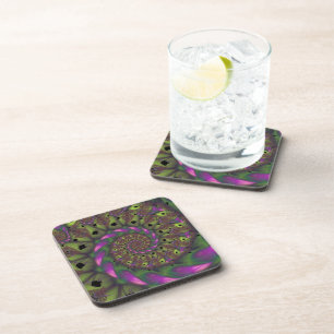 Dessous-de-verre Fractée avec des formes violet vert et rose pétale