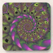 Dessous-de-verre Fractée avec des formes violet vert et rose pétale (Devant)