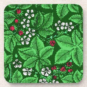 Dessous-de-verre Fraises et Feuilles Art Nouveau, Emerald Green