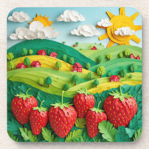 Dessous-de-verre Fraises fraîches exposées sur Greenfield
