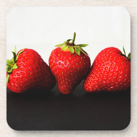 Dessous-de-verre Fraises sur blanc sur noir côtercn Beverag (Devant)
