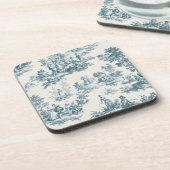 Dessous-de-verre Français toile de jouy sage vert élégant (Côté gauche)