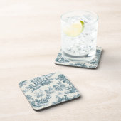 Dessous-de-verre Français toile de jouy sage vert élégant (Côté Droit)