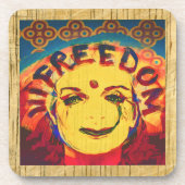 Dessous-de-verre Freedom Face souriante jaune (Devant)