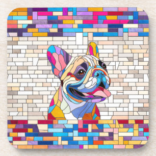 Dessous-de-verre French Bulldog -Frenchie - mosaïque colorée