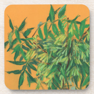 Dessous-de-verre Frêne, verdure d'été jaune vert art floral