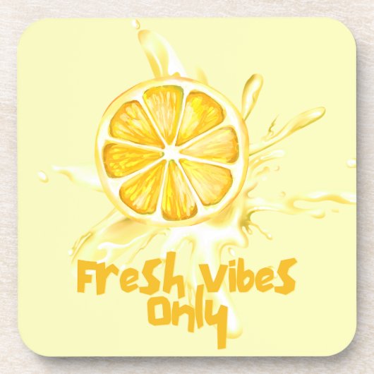 Dessous-de-verre Fresh Citrus Coaster Set- Lemon Design (Devant)