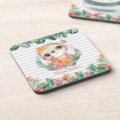 Dessous-de-verre Frontières tropicales Hibiscus Fleurs Parcelles Pe (Côté gauche)