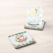 Dessous-de-verre Frontières tropicales Hibiscus Fleurs Parcelles Pe (Côté Droit)