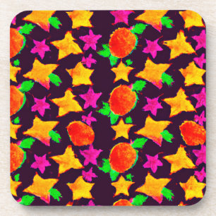 Dessous-de-verre Fruits colorés dynamiques et étoiles Art Motif