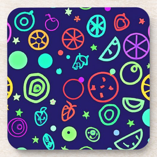 Dessous-de-verre Fruits de Neon Couleurs Motifs (Devant)