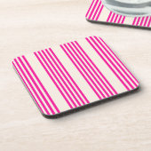 Dessous-de-verre Fuchsia et beige cinq rayures motif (Côté gauche)