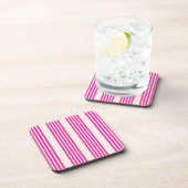 Dessous-de-verre Fuchsia et beige cinq rayures motif (Côté Droit)