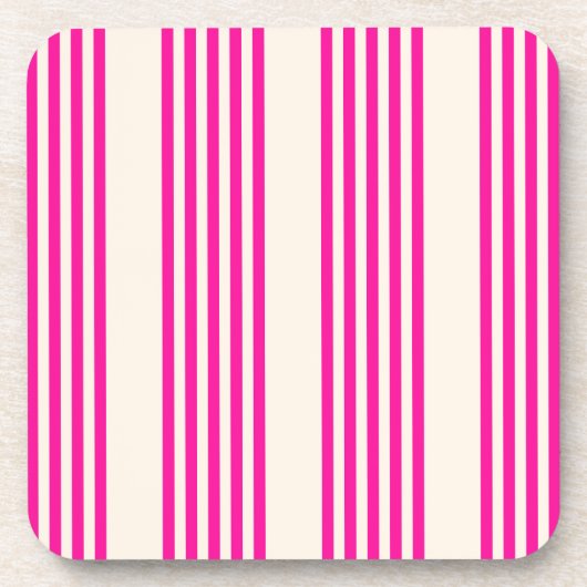 Dessous-de-verre Fuchsia et beige cinq rayures motif (Devant)