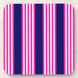 Dessous-de-verre Fuchsia et blanc cinq bandes motif avec bleu