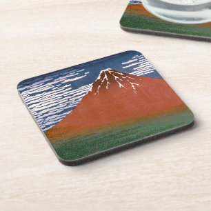Dessous-de-verre Fuji rouge, volcan Aka Fujiyama Katsushika Hokusai