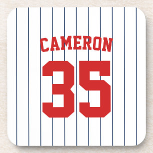 Dessous-de-verre Fully Editable Colors Baseball Jersey Stripes Name