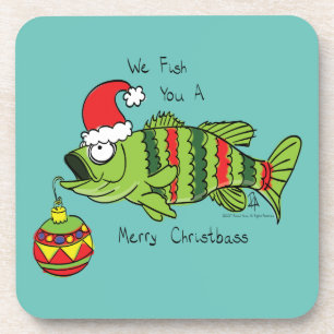 Dessous-de-verre Funky Fishing Christmas Bass Fish Cute Cartoon
