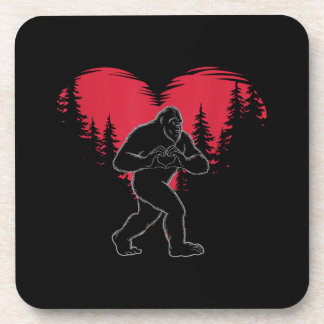 Dessous-de-verre Funny Bigfoot in Love Heart Happy Valentine's Day