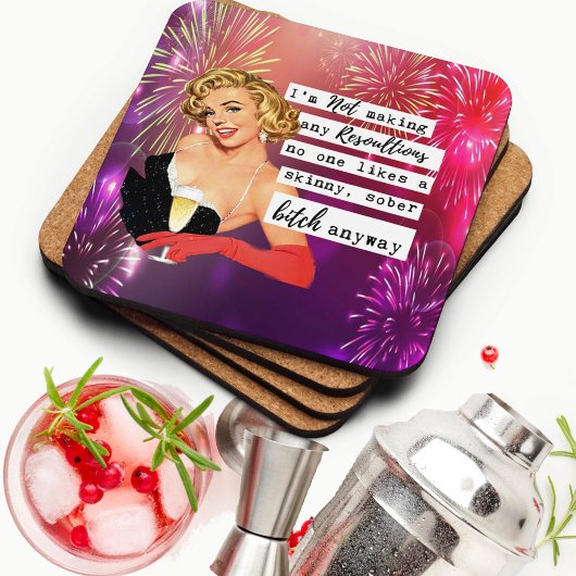 Dessous-de-verre Funny Christmas Coaster Retro Best Friend NYE